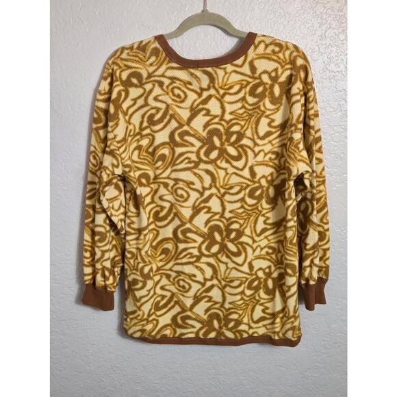 BDG Women’s Long Sleeve Crewneck Shirt Medium Yellow Brown Floral Abstract Retro - Picture 6 of 11